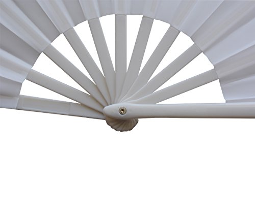 Honshen Chinese Hand Fan Folding Fan Performance Fan Nylon-Cloth Fan 13 Inch (White) #TOP1