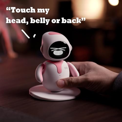 Image of FASTRON Eilik- A Desktop Companion Robot with Emotional Intelligence, Your Perfect Interactive Companion at Home or Workspace. Cute Robot Pets, Unique Gift for Kids, Girls & Boys (White Pink)