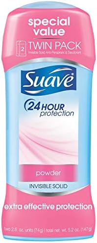 Suave Antiperspirant Deodorant Stick Invisible Solid Powder 24 Hour Protection 2.6 oz, 2 ct