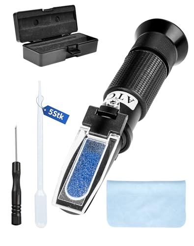 ZITFRI 4-in-1 Frostschutz Refraktometer mit ATC, Kühlmitteltester für Ethylenglykol (G11 G12), Propylenglykol (G13), AdBlue (DEF), Batteriesäure und Scheibenwaschflüssigkeit Schwarzes 501 Panel