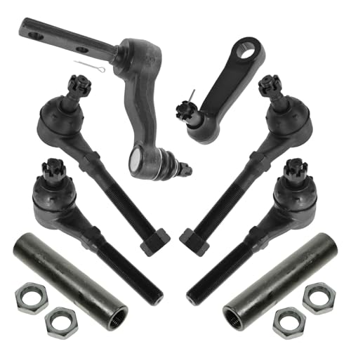 TRQ Front Steering Kit Idler Arm & Bracket Assembly Pitman Arm Tie Rod Tie Rod Adjusting Sleeve Compatible with 97-04 Ford 98-02 Lincoln