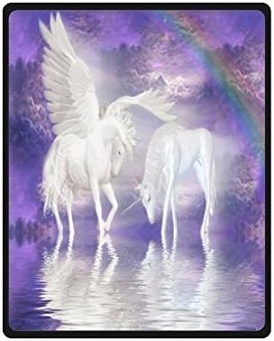 Daniellestore Custom Fleece Blankets Design Unicorn Horse Magical Animal Pegasus Blanket Fashion Warm Cozy Soft Sofa Bed Blanket Throws Blanket 58 X 80 Inch Large