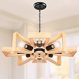 Farmhouse Pendant Lighting, 8-Light Rustic Semi-Flush Mount Ceiling Hanging Light Fixture with Adjus