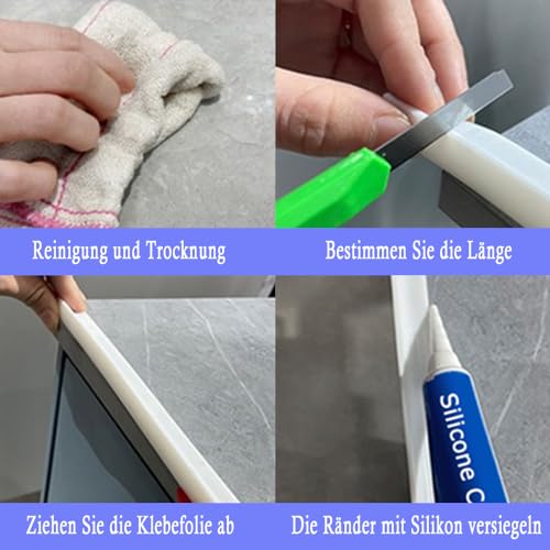 Silikon Wassersperre 4m Selbstklebend | Duschschwelle Wasserdicht Für Bad & Küche | Weiß