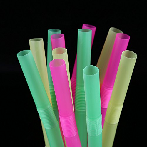 Rienar RIENAR-146 Jumbo Flexible Smoothie Plastic Straws, 100 Pcs Assorted Colors Large Bendable Disposable Milkshake Straws thumb #2
