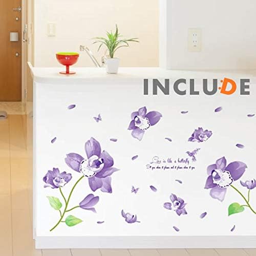 ウォールステッカー 紫色の花 パープル 花 花びら コサージュ キラキラ 輝く 煌き レッドフラワー コチョウラン 蘭 アイリス 良質