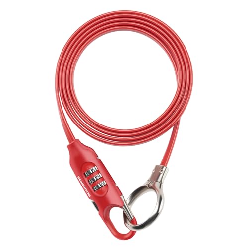 ROCKBROS Bike Lock Cable 5FT Preset Combination Lightweight Red