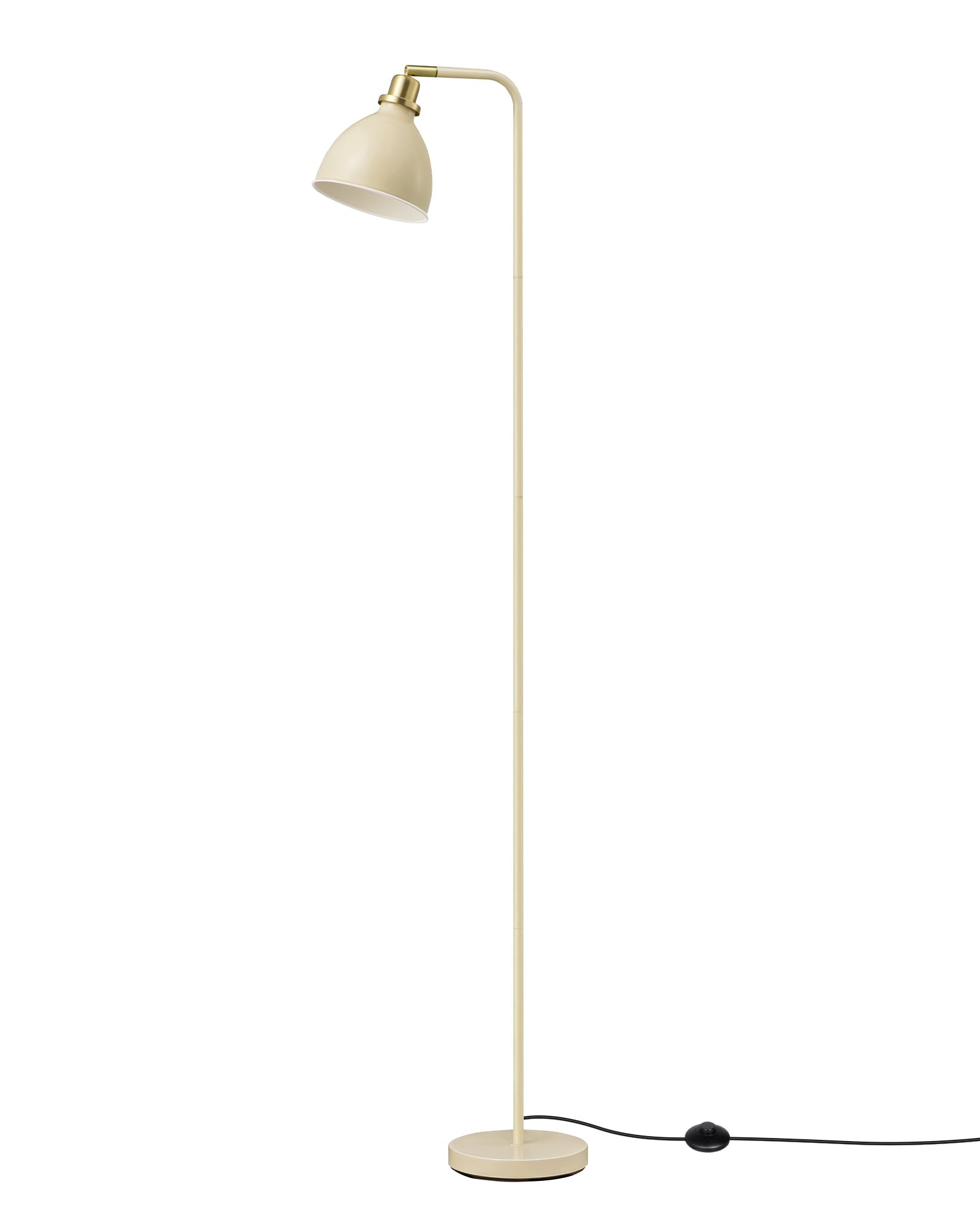 EDISHINE Stehlampe Industriell, Verstellbarer Kopf, Inkl. LED, Cremeweiß | mit Metall-Lampenschirm, E27-Fassung, 2700 K Warmweiß, Leselampe für Wohnzimmer, Schlafzimmer & Büro, 155 cm