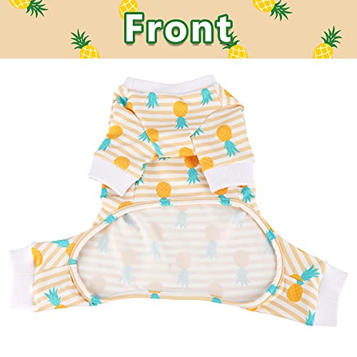 Due Felice Dog Pajamas Soft Pet Onesie Puppy Jumpsuit Bodysuits For Small Medium Dog Cats Surgical Recovery Suit After Surgery Shed Defender Shirt Pineapple/Large #TOP1