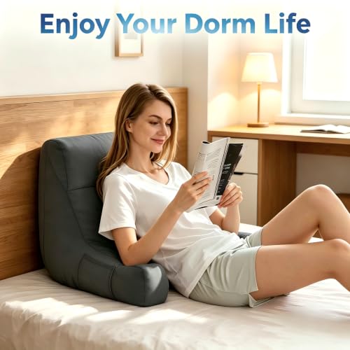 IPYNBAP Reading Pillow for Bed, Back Pillow for Sitting up, 18 Inch, Grey - image 3