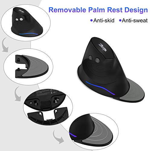 Image of TRELC 2.4G Wireless Ergonomic Optical Mouse with Adjustable Sensitivity (1000 /1600 /2400 DPI), Removable Palm Rest, Reduces Wrist Pain, 6 Buttons for PC, Desktop, Laptop (Wireless)