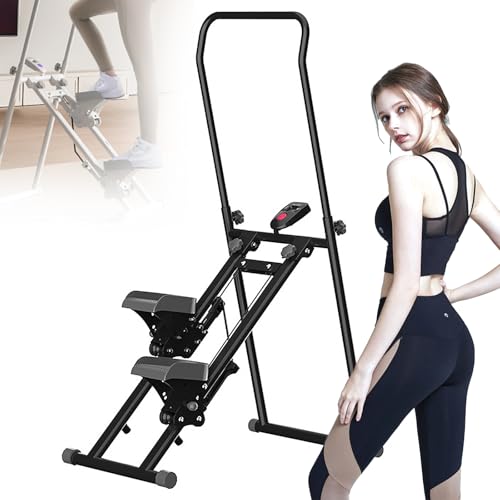 2025 Nuevo Escalador De Escaleras Vertical para Ejercicios De Gimnasio En Casa,Máquina De Subir Escalones Plegable con Pantalla LCD,Altura De ángulo Ajustable,Equipo De Ejercicio con Escalones para