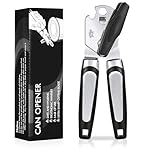 Tin Opener, Lychico 3-in-1Can Opener Handheld Heavy Duty Stainless Steel Can Openers with Multifunctional Bottle Opener, Black