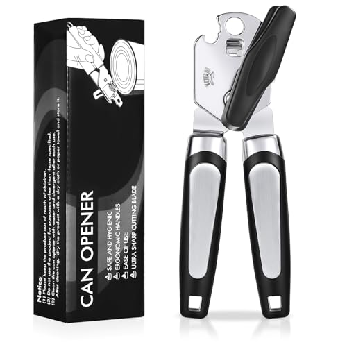 Tin Opener, Lychico 3-in-1Can Opener Handheld Heavy Duty Stainless Steel Can Openers with Multifunctional Bottle Opener