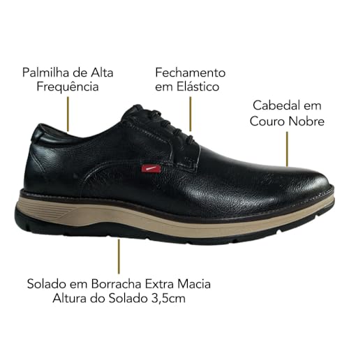 Sapato Masculino Ferracini Fluence em Couro (Preto, BR, Adulto, Numérico, 41)