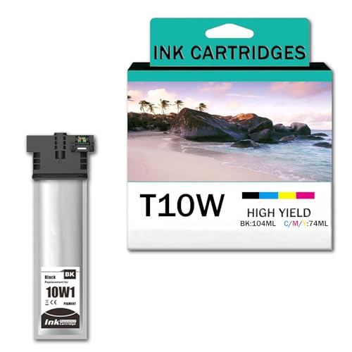 Pacote com 4 cartuchos de tinta compatíveis T10W para Epson T10W100 T10W200 T10W300 T10W400 T10W400,
