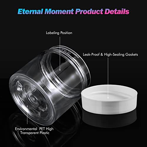 Image of Eternal Moment 36 Pack 2 OZ Plastic Jars Clear Cosmetic Container with Lids