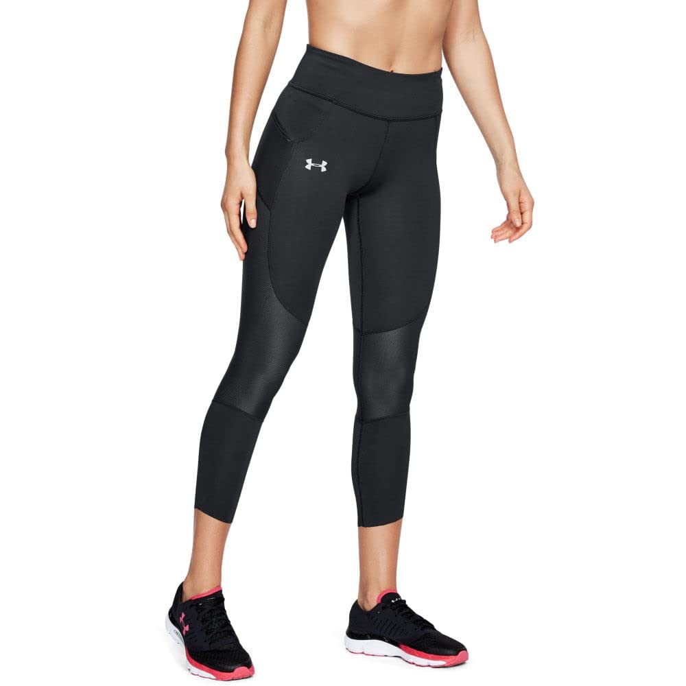 Under Armour UNDKU|Under Women UA SpeedPocket Run Crop Capri - Black/ Reflective (001), XS