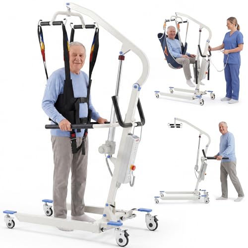 Carearise 3IN1 Electric Patient Lift - Body Transfer & Assisted Walking Mode Battery Powered Stand Up Lift with 2 Slings Multi Functional Mobility Aid for Elderly Disabled Home Rehabilitation