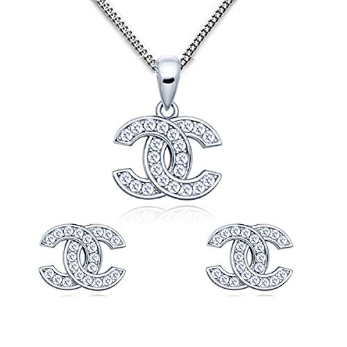 Preisvergleich Produktbild findout Damen Sterlingsilber blau Weiß Kubische Zirconia Schneeflocke Anhänger Goldfisch Halskette für Frauen Mädchen (f1738) (Silver Set)