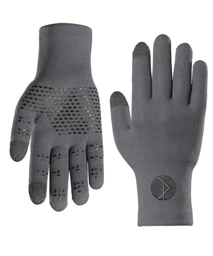 Showers Pass Cross Point Waterproof Gloves - Pro Wool | Breathable, Touchscreen, Low Profile, 3D Molded, Textured Grip, Great for Outdoor Activities, Unisex, Grey, Medium
