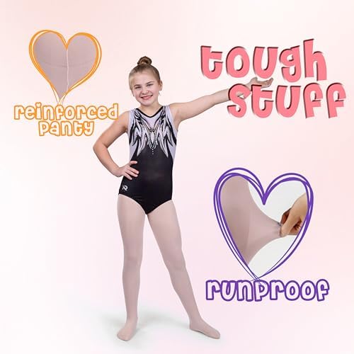 Image of Silky Toes Girls Opaque Microfiber Tights 1-2 Pairs Black White or Colored Nylon Stockings for Kids - ballet footed tights