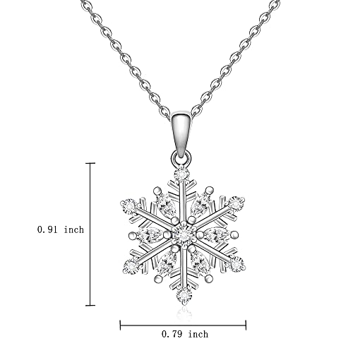 Snowflake Necklace for Women Sterling Silver Winter Snowflake Pendant Necklace Snow White Cubic Zirconia Friendship Jewelry Christmas Holiday Gifts2