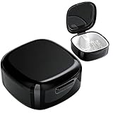 LAIYORA Tragbare Zahnspangendose mit Sieb 7.8cm - Zahnprothesenbox Schwarz für Retainer & Gebiss - Prothesendose Abnehmbarer Einweichkorb für Reisen & Zuhause