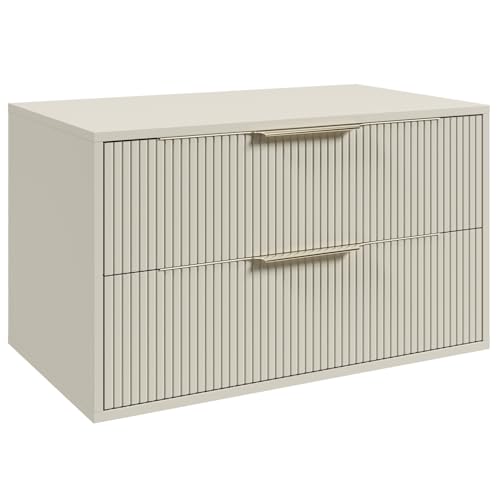 Badplaats Waschbeckenunterschrank Rimini 80 x 46 cm Beige - Hängender Badezimmerschrank mit 2 Schubladen