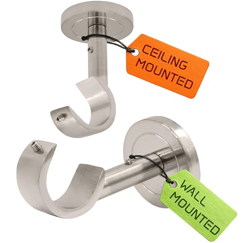 Heavy Duty Curtain Rod Brackets for Wall & Ceiling Installation,