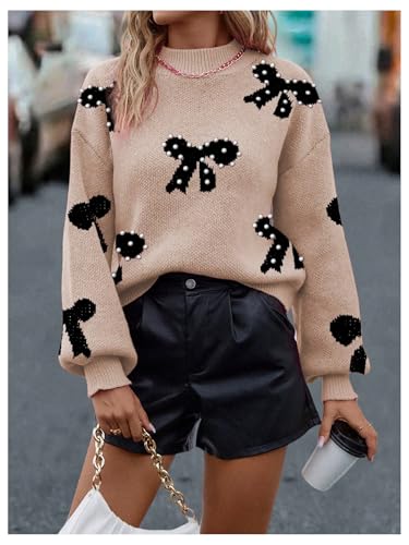 GORGLITTER Women's Heart Sweater Long Sleeve Knit Top Casual Crewneck Lightweight Sweaters3