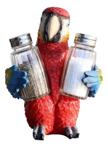 Ebros Tropical Rainforest Rio Red Scarlet Macaw Parrot Bird Salt And Pepper Shakers Holder Figurine Set 6.75