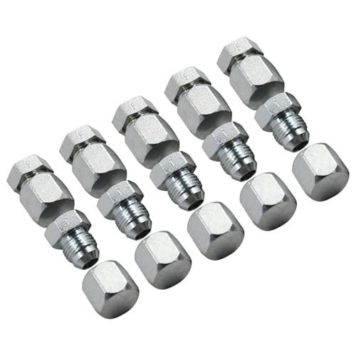 Celliparts Steel JIC Cap & Plug 0304-C-06 2408-06 3/8 Tube OD 9/16-18 Thread Flared Tube Hydraulic Fitting Kit 10Pcs Cap Nut 0304-C-06 Plug 2408-06