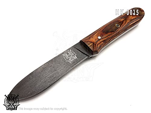 Shiny Crafts | Handmade Forged Knife,Fixed Blade Knife,Full Tang Skinner Knife,Hunting Knife,Bushcraft Knife,D2 Core 1080 Steel Knife,San Mai Pattern,Bowie Knife,Camping Knife,Damascus Knife,Knife With Wood / G10 Handle,Premium Leather Sheath Included #TOP5