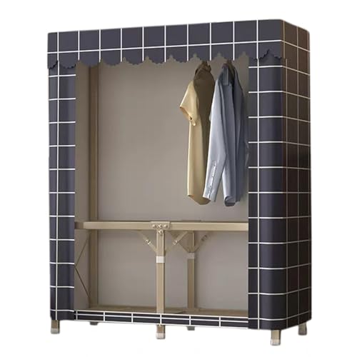 Armario portátil de lona de tela con cremallera y estantes para colgar, solución de almacenamiento fácil de montar para dormitorio, 110 x 45 x 160 cm