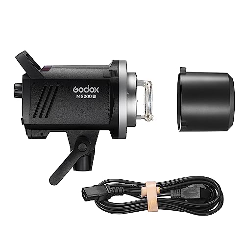 Godox MS200-V 200 W Blitzlicht verbessertes 2,4 G Wireless Studioblitzlicht GN53, 0,1–1,8 s, Recyclingzeit 5600 ± 200 K, mit 10 W LED-Einstelllampe,...