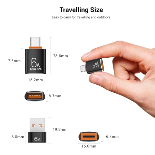 10-Pack 10Gbps/120W USB C to USB Adapter & C Male to 3.1 Female Charger,Compatible with MacBook Pro/Air, iPhone 16 15 Pro Max/15 Plus/14 13 12 Samsung Galaxy S24/S23/S22/S21