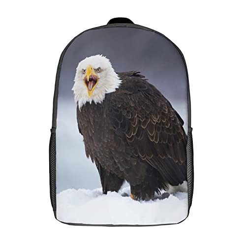 Sac d'école imprimé 3D aigle grand volume 17 pouces pour soulager le dos