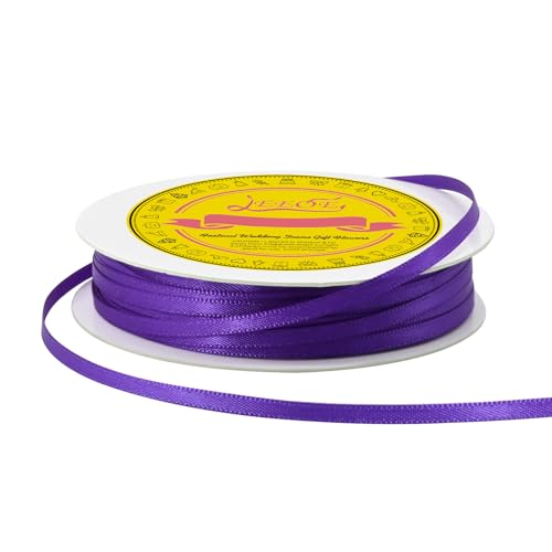 Image of Double Face Purple Satin Thin Ribbon 1 /8 inch X 50 Yards Polyester Purple Ribbon for Gift Wrapping Very Suitable for Weddings Party Hair Bow Invitation Decorations and More
