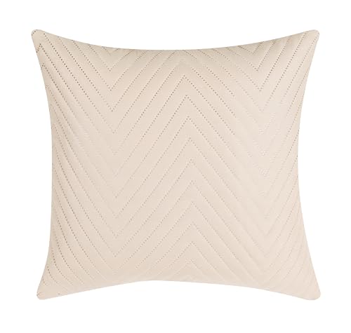 Image of RD TREND UltraSonic Microfiber Cushion Covers, 45 x 45 cm /18 x 18 inches, Set of 2, 250 TC,Back Zipper (Beige)