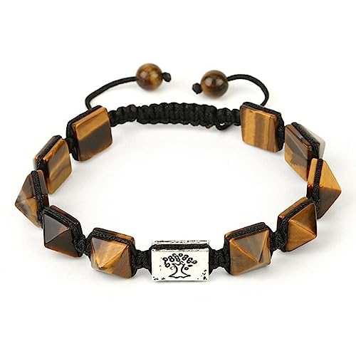 Bracelet Arbre de Vie en cristal naturel et pyramide carrée pour homme et femme