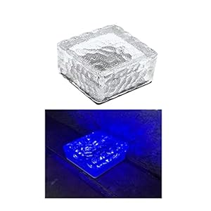 Outdoor Ice Cube Bricks Rocks Lights Solar Powered LED In Ground Pathways Patio Yard Garden Glow Lights Decor (Blue, 1pcs)