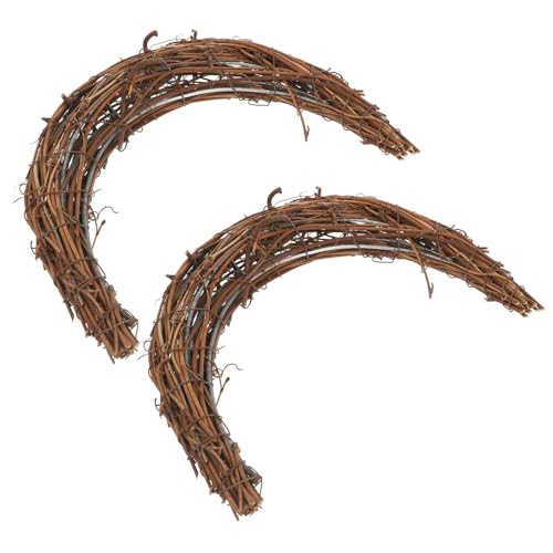 OSALADI Ghirlanda a Forma di Mezzaluna in Rattan 30 CM Set 2 Pezzi Decorazione Fai da Te per Porta D’Ingresso e Parete per Matrimoni Feste di Natale e Decorazioni Festive