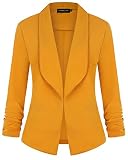 Unifizz Womens Casual Office Blazers 3/4 Sleeve Open Front Blazers Pockets Office Blazers Suit Light