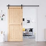 EaseLife 36in x 84in Sliding Barn Doors with 6.6FT Barn Door Hardware Included & Handle,DIY Assemblely,Easy Install,Apply to Interior Rooms & Storage Closet,H-Frame