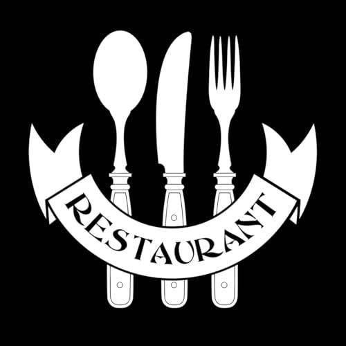 symbole du menu de restaurant, café, bar, couteau, cuillère, fourchette 36x37.4cm Peinture murale artistique Blanc