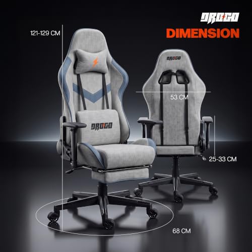 Image of BAYBEE Drogo Multi-Purpose Ergonomic Gaming Chair 7 Way Adjustable Seat 3D Armrest, Head & Lumbar Support Pillow Home & Office Chair with Full Reclining Back Footrest (Grey II)