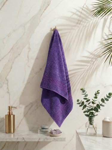 Image of Monte Carlo Essential 100% Cotton Bath Towel | 340 GSM Ultra Lightweight & Quick Dry | Soft Absorbent Large Towel 75x150 cm | Skin Friendly Daily Use Bathroom Towel for Men & Women (Soho) | Purple