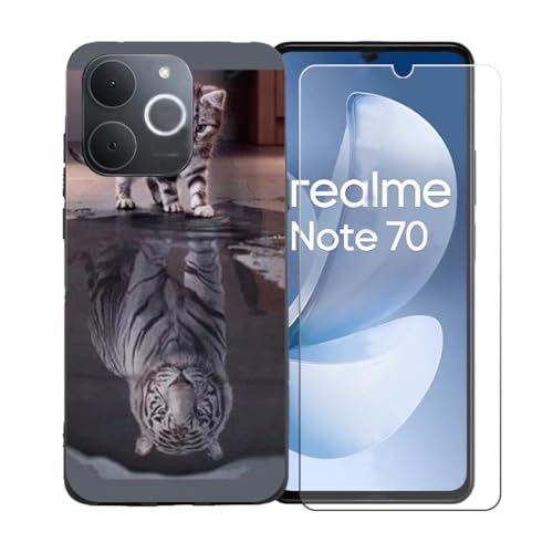 �pGYDQQKJ�P�[�X Realme Note 70T + �����K���X�X�N���[���ی�t�B���� �A���ȃ\�t�g�V���R���P�[�X�ی�TPU�J�o�[�̃P�[�X�J�o�[ �p�� (6.74") - BST8