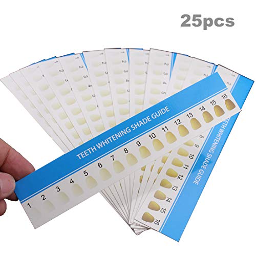 Jashem 16 Colors Teeth Whitening Shade Guide Porcelain, 25Pcs Tooth Bleaching Shade Chart, Dental Equipment For Professional Or Household Oral Care #TOP2